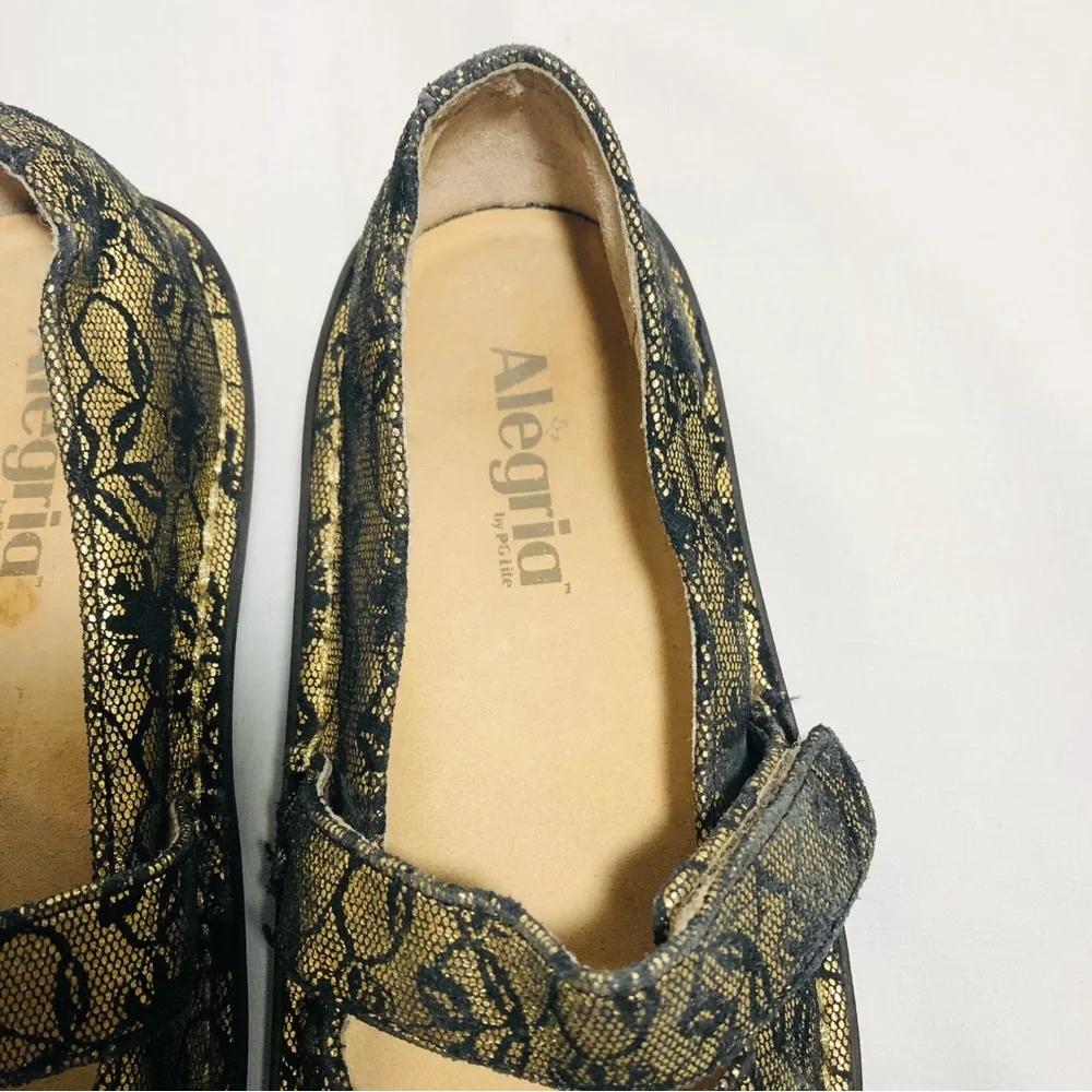 Alegría Paloma Gold and Black with Elegant Lace Overlay EU 35 US 5/5.5